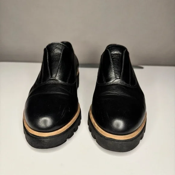 Atelier Women’s Barton Black & Tan Italian Leather Platform Penny Loafers Sz 38 - Picture 5 of 14